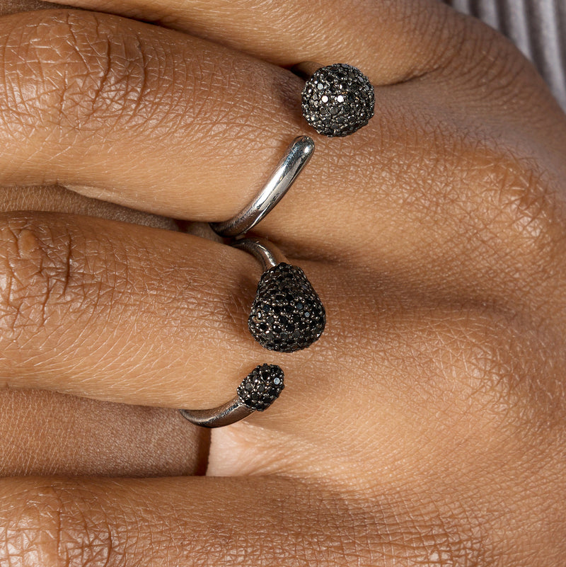 925CORE CHUNKY RING SILVER WITH BLACK DIAMONDS