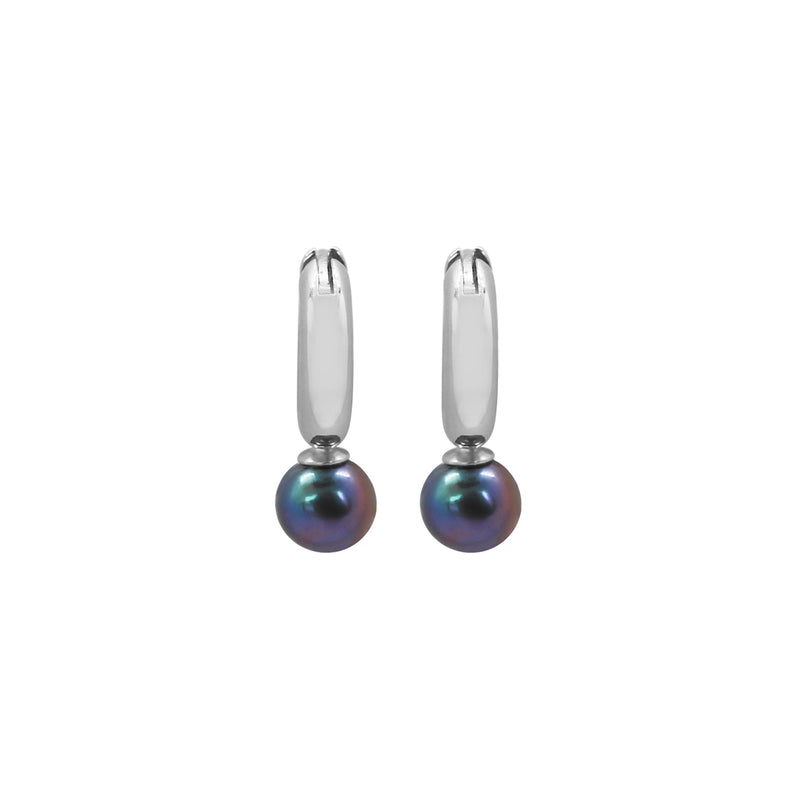 ECO-FINE PEARL HOOPS WHITE GOLD