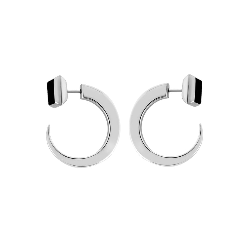 AMAZON HOOPS SILVER WITH ONYX