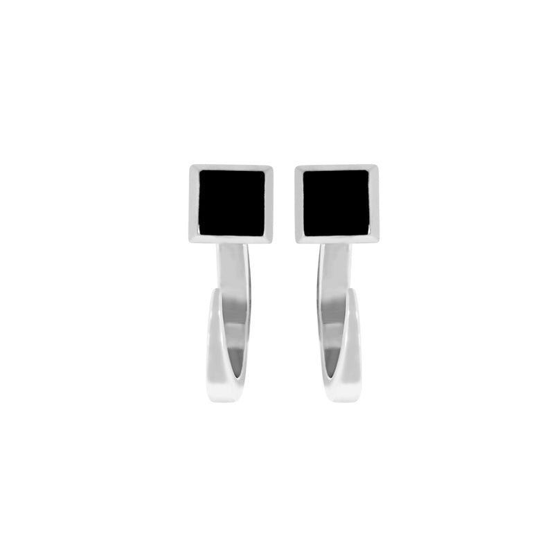 AMAZON HOOPS SILVER WITH ONYX