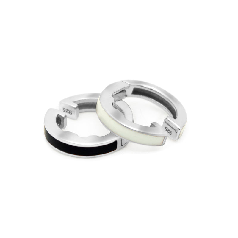 BLACK AND WHITE STRIPED EAR CUFF PAIR
