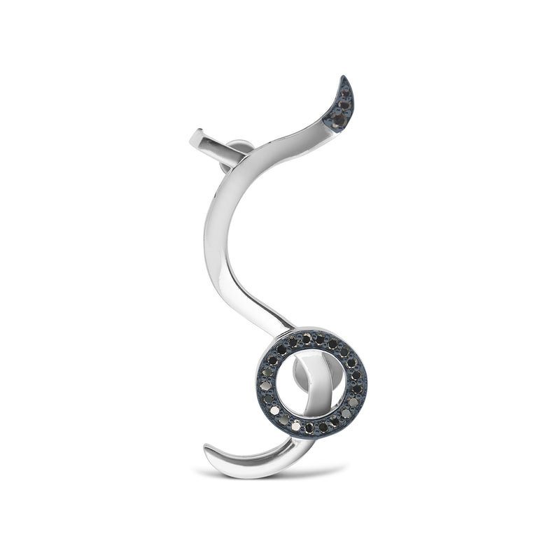 SNAKETRIC EAR CUFF SILVER WITH BLACK DIAMONDS