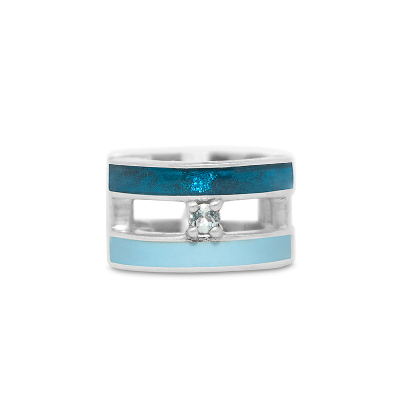 BLUE STRIPED EAR CUFF WITH TOPAZ