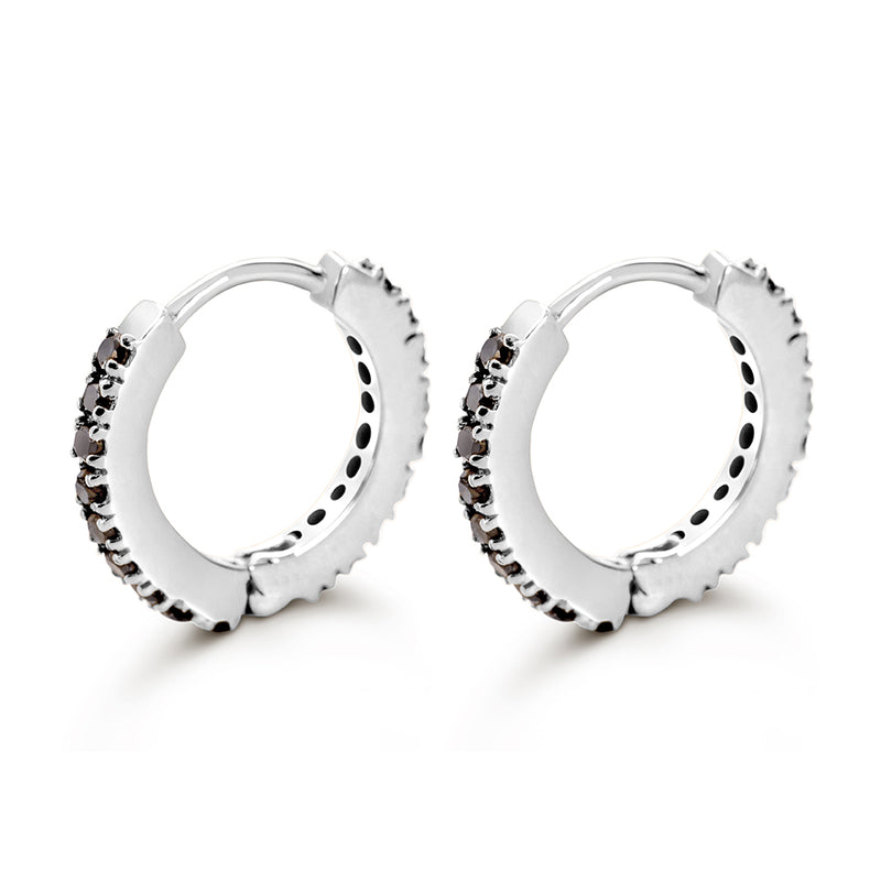 ECO-FINE HUGGIES WHITE GOLD WITH BLACK DIAMONDS