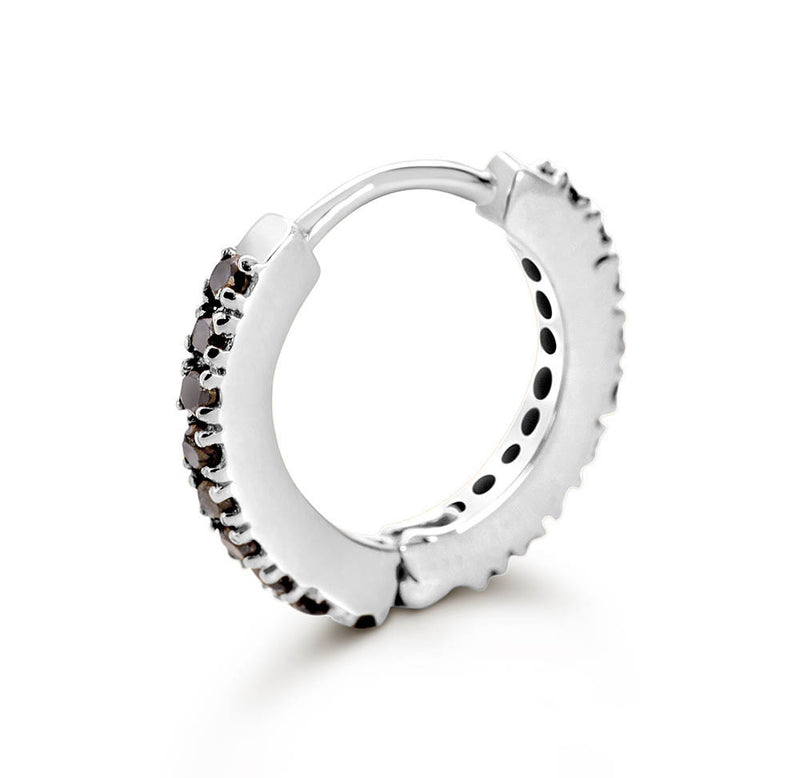 ECO-FINE HUGGIES WHITE GOLD WITH BLACK DIAMONDS