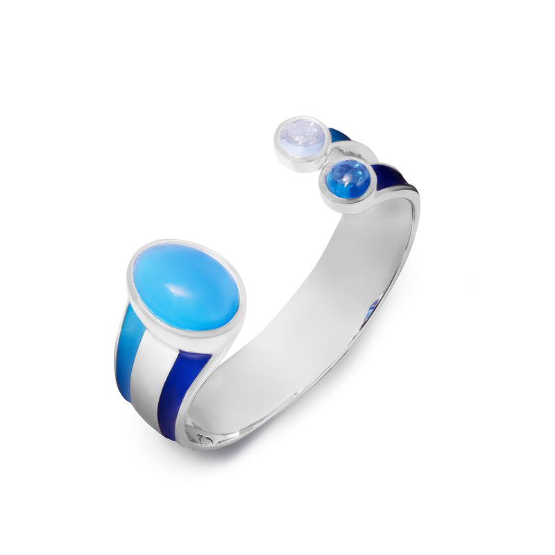 BLUE STRIPED BRACELET WITH CHALCEDONY