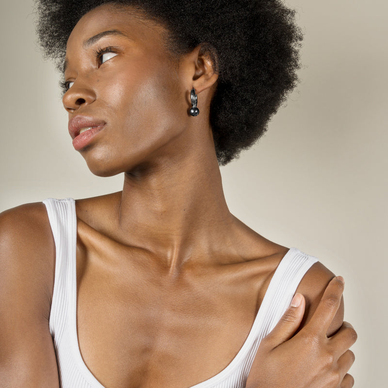 ECO-FINE PEARL HOOPS WHITE GOLD