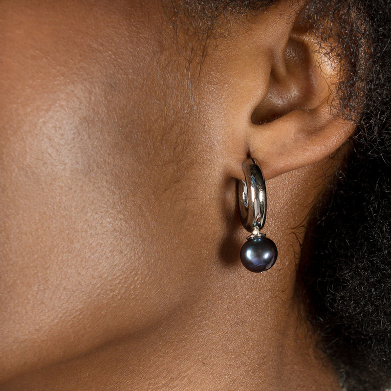 ECO-FINE PEARL HOOPS WHITE GOLD