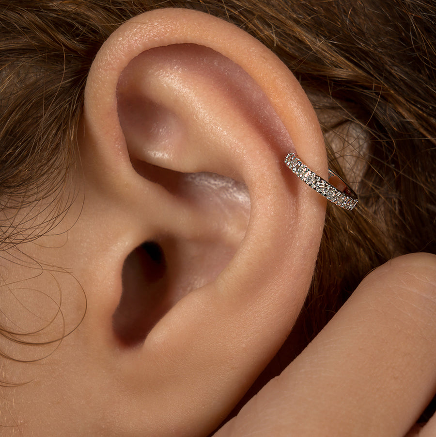 ECO-FINE EAR CUFF WHITE GOLD WITH WHITE DIAMONDS