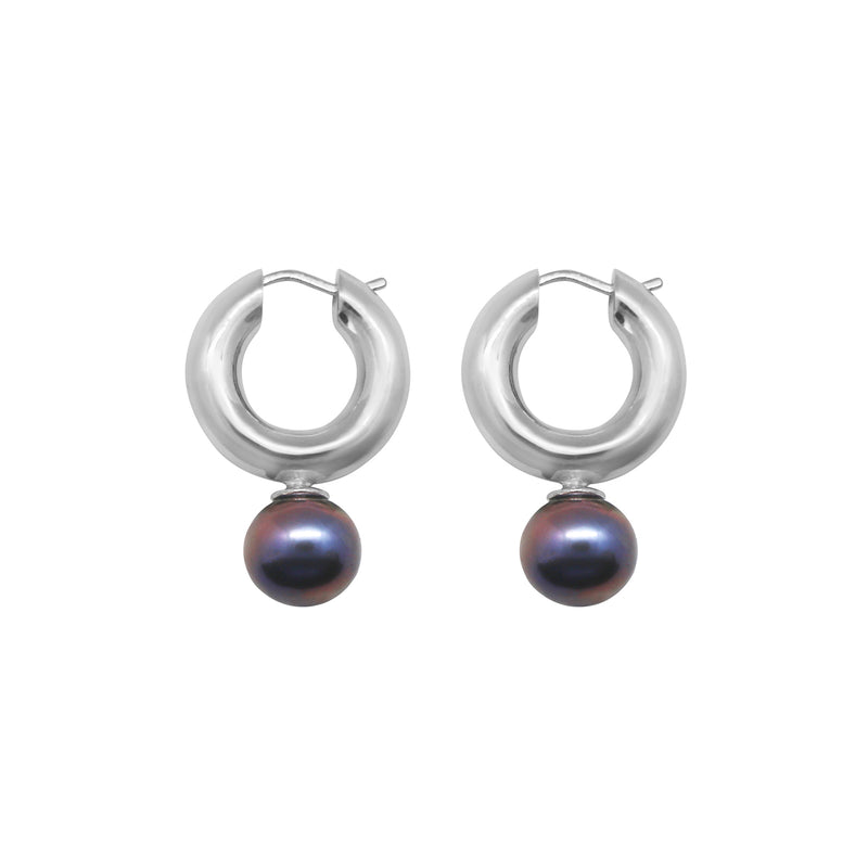 ECO-FINE PEARL HOOPS WHITE GOLD