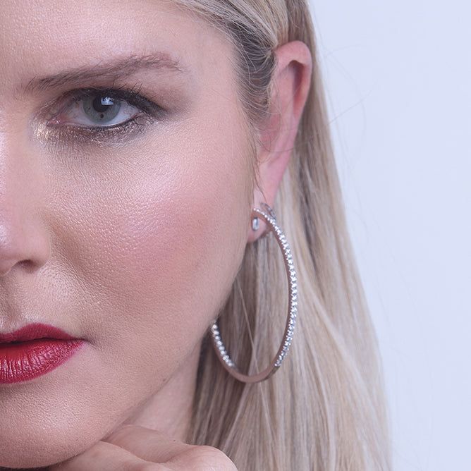 ECO-FINE LARGE HOOPS WHITE GOLD WITH DIAMONDS