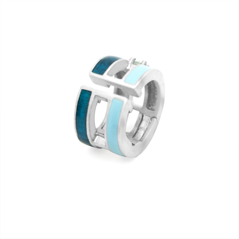 BLUE STRIPED EAR CUFF WITH TOPAZ