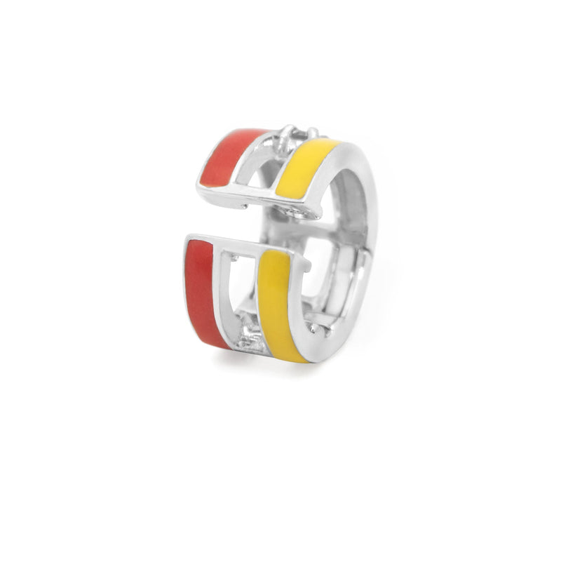 YELLOW AND ORANGE STRIPED EAR CUFF WITH FANCY SAPPHIRE