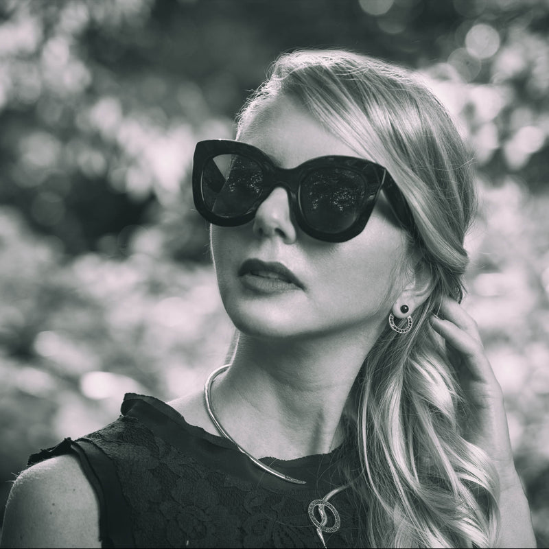 SNAKETRIC COLLAR SILVER WITH BLACK DIAMONDS