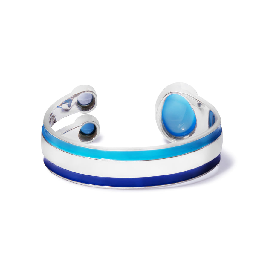 BLUE STRIPED BRACELET WITH CHALCEDONY