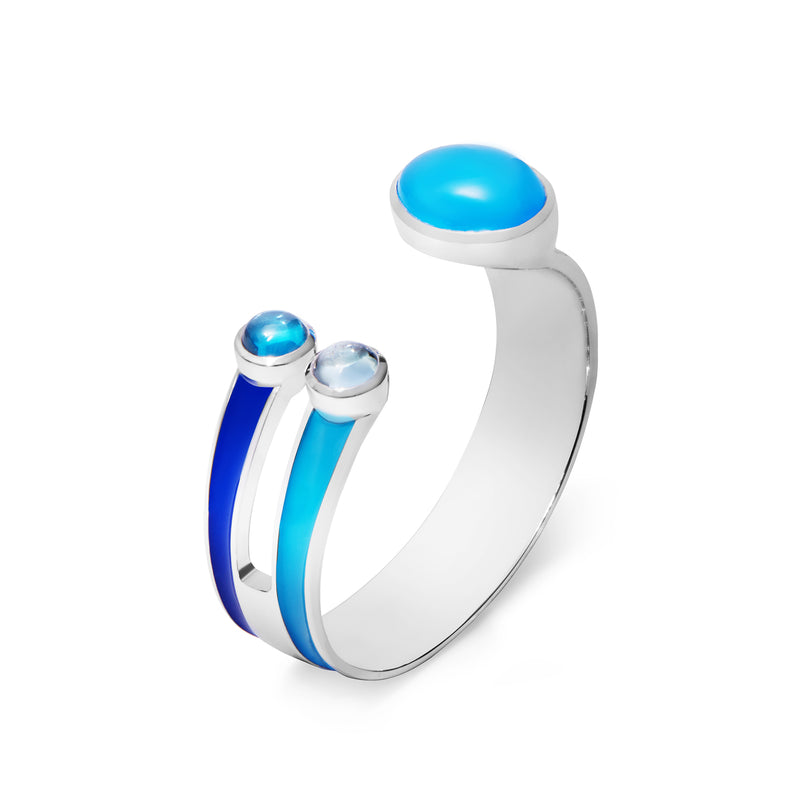 BLUE STRIPED BRACELET WITH CHALCEDONY