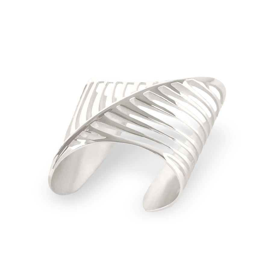 SHARCH CUT OUT BANGLE SILVER POLISHED